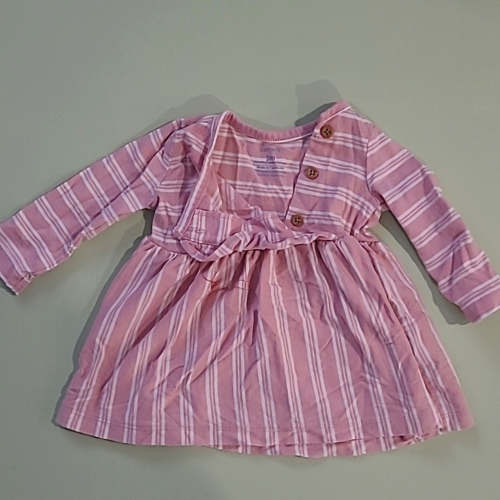 Carter's 3 months pink long striped dress/shirt